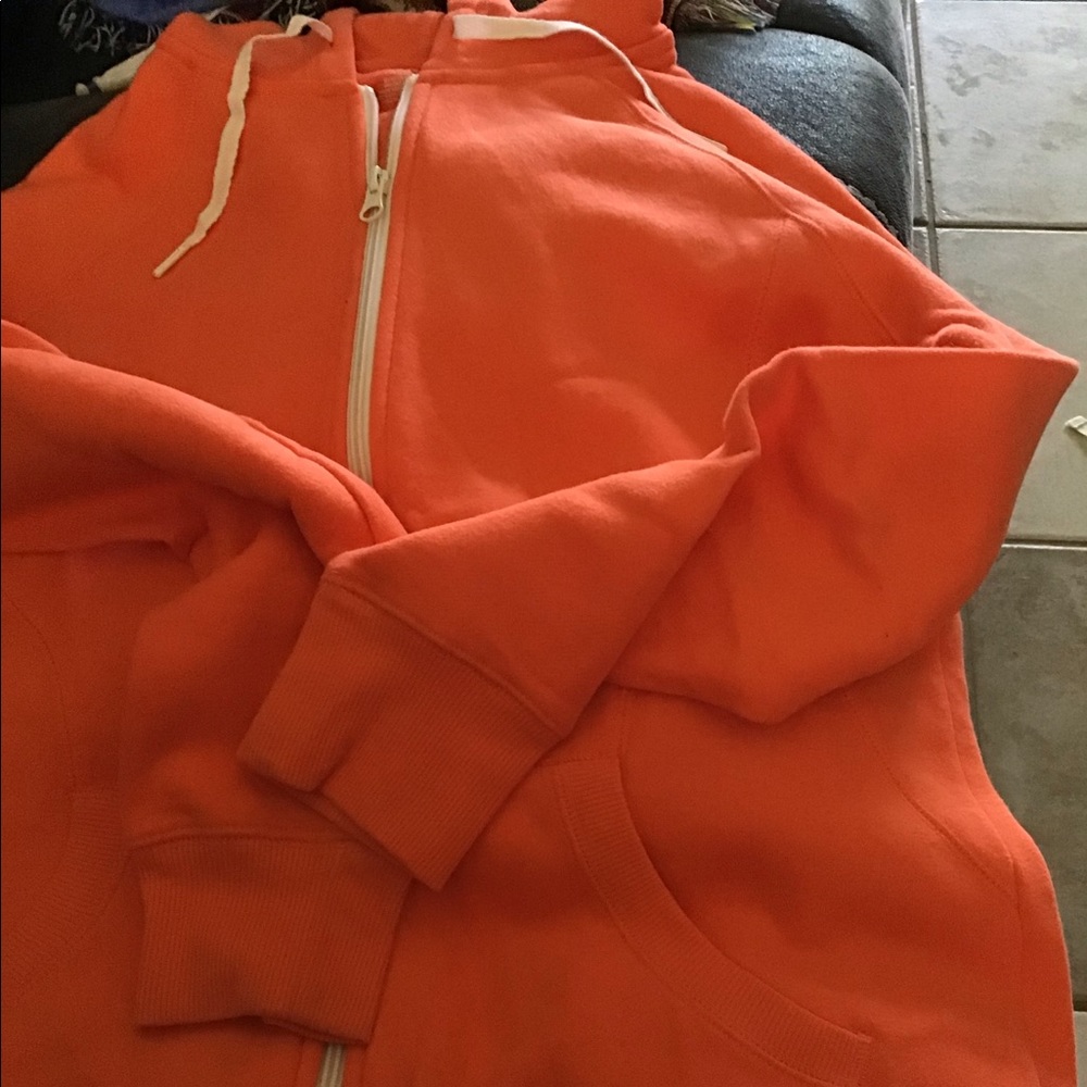 Orange Front Zip Up Hoodie